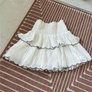 Free People White Tiered Smocked Mini Skirt XS